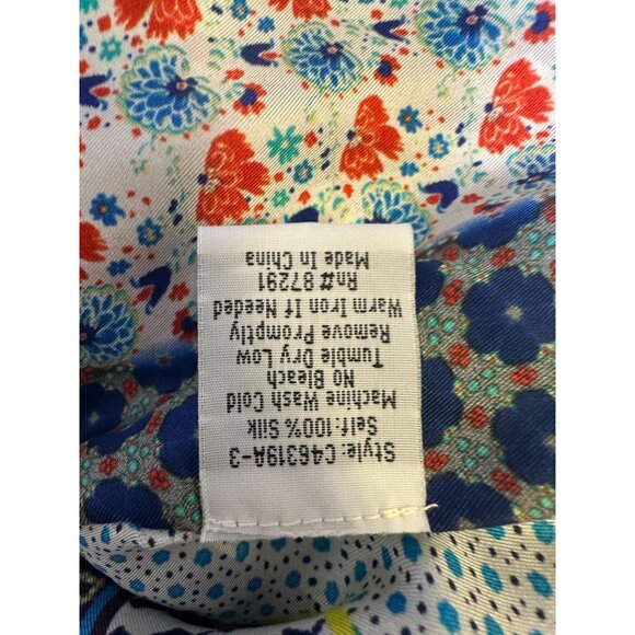 Johnny Was Silk Colorful Floral Open Front Cardigan w/Wide Sleeves Size M - Picture 8 of 8